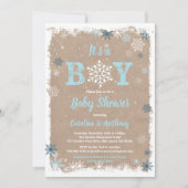 Winterjongen doucht sneeuwvlok rustiek een jongen kaart (Voorkant)