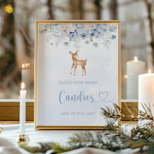 Winterjongen oh hert Raad eens hoeveel snoepjes Poster