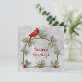 Winterkaardinalen en Pines Flat Wenskaart Kaart (Staand voorkant)