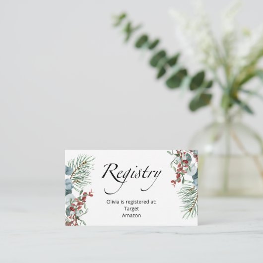 Winterkaart met registergegevens informatiekaartje (Staand voorkant)