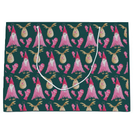 Winterkabouter en rendieren Waterverf illustratie Groot Cadeauzakje