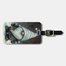 Winterkabouter in een besneeuwd bos bagagelabel