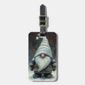 Winterkabouter in een besneeuwd bos bagagelabel (Voorkant verticaal)