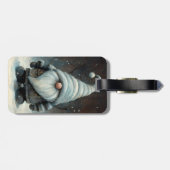 Winterkabouter in een besneeuwd bos bagagelabel (Achterkant horizontaal)