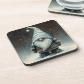 Winterkabouter in een besneeuwd bos bier onderzetter (Linkerzijde)