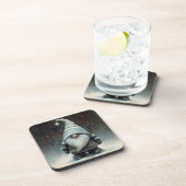 Winterkabouter in een besneeuwd bos bier onderzetter (Rechterzijde)