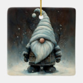 Winterkabouter in een besneeuwd bos keramisch ornament (Achterkant)