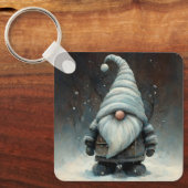 Winterkabouter in een besneeuwd bos sleutelhanger (Voorkant)