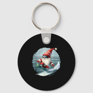 Winterkabouter Sinterklaas Met Skibril Retro Sneeu Sleutelhanger