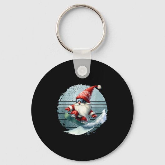 Winterkabouter Sinterklaas Met Skibril Retro Sneeu Sleutelhanger (Voorkant)