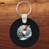 Winterkabouter Sinterklaas Met Skibril Retro Sneeu Sleutelhanger (Voorkant)