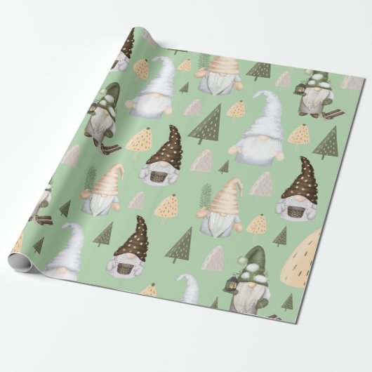 Winterkabouters Groen Inpakpapier (Uitgerold)