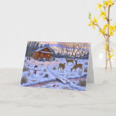 Winterkajuiter in sneeuwkerstscène kaart (Gele Bloem)