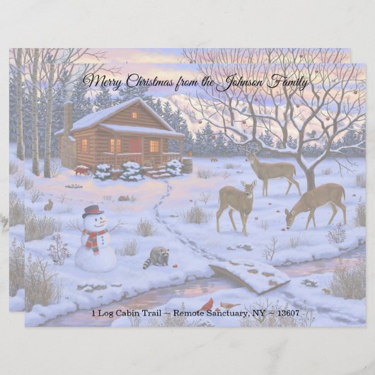 Winterkajuiteter op sneeuwkerst briefhoofd (Voorkant / Achterkant)