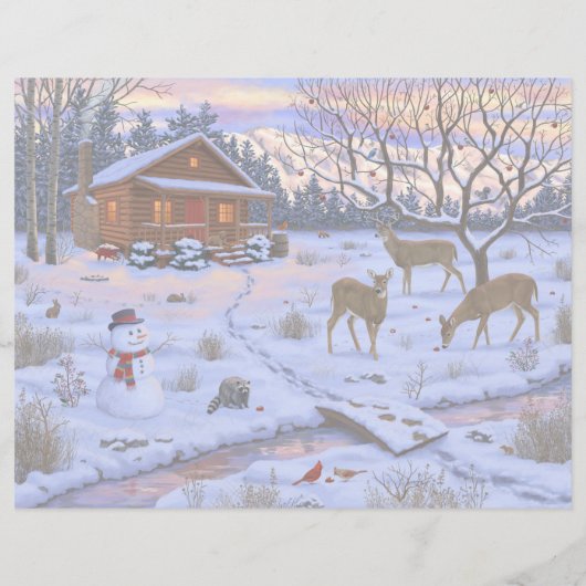 Winterkajuiteter op sneeuwkerst briefhoofd (Achterkant)