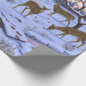 Winterkajuiteter op sneeuwkerst cadeaupapier (Hoek)