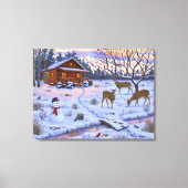 Winterkajuiteter op sneeuwkerst canvas afdruk (Voorkant)