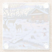 Winterkajuiteter op sneeuwkerst glazen onderzetter (Achterkant)