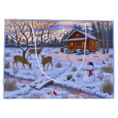 Winterkajuiteter op sneeuwkerst groot cadeauzakje (Achterkant)