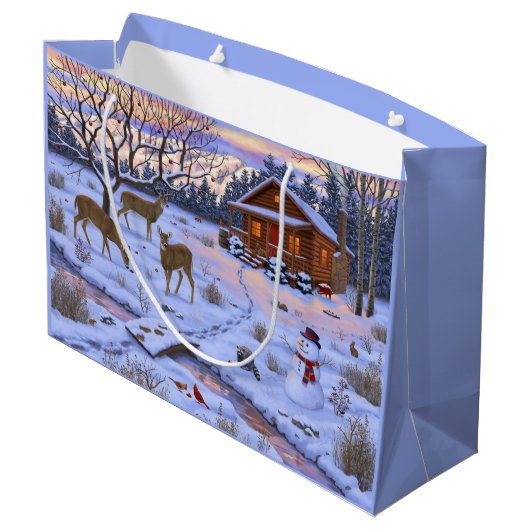 Winterkajuiteter op sneeuwkerst groot cadeauzakje (Achterkant Gekanteld)