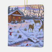 Winterkajuiteter op sneeuwkerst keramisch ornament (Links)