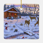 Winterkajuiteter op sneeuwkerst keramisch ornament (Achterkant)