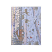 Winterkajuiteter op sneeuwkerst notitieblok (Linkerzijde)