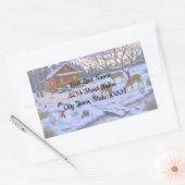 Winterkajuiteter op sneeuwkerst rechthoekige sticker (Envelop)