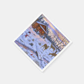 Winterkajuiteter op sneeuwkerst servet (Hoek)