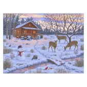 Winterkajuiteter op sneeuwkerst tafelkleed (Voorkant (Horizontaal))