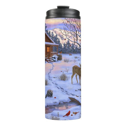 Winterkajuiteter op sneeuwkerst thermosbeker (Voorkant)