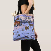 Winterkajuiteter op sneeuwkerst tote bag (Dichtbij)