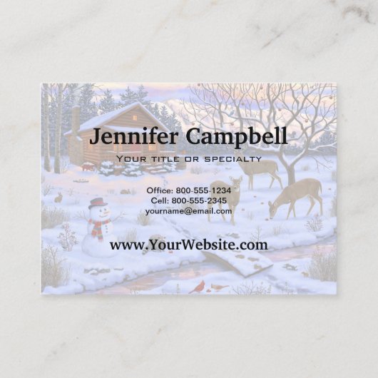 Winterkajuiteter op sneeuwkerst visitekaartje (Achterkant)