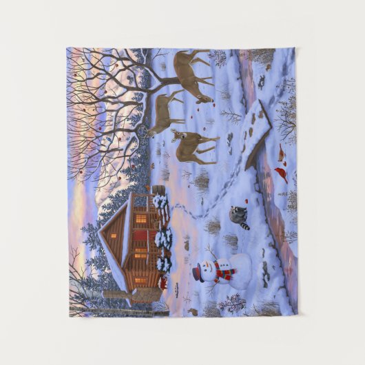 Winterkajuiteter op sneeuwkerst wandkleed (Voorkant)