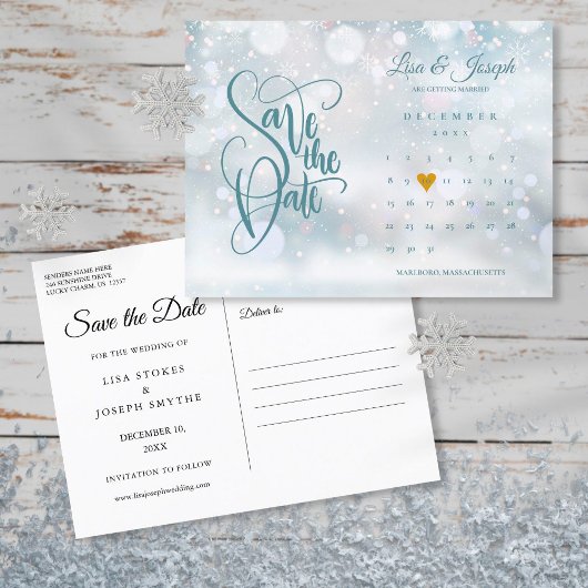 Winterkalender Gouden Hart Save the Date Aankondigingskaart