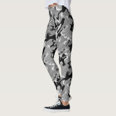 Winterkamo, grijs zwart-wit camouflage patroon leggings (Links)