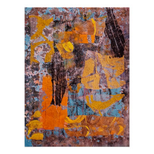 Winterkampvuur, Collage, Een Gel Print Abstract Perfect Poster