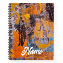 Winterkampvuur, Gel Print Collage Spiraal Notebook