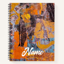Winterkampvuur, Gel Print Collage Spiraal Notebook Notitieboek
