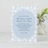 Winterkant op Icy Blue bruiloft uitnodiging (Staand voorkant)