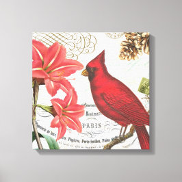  winterkardinaal canvas afdruk