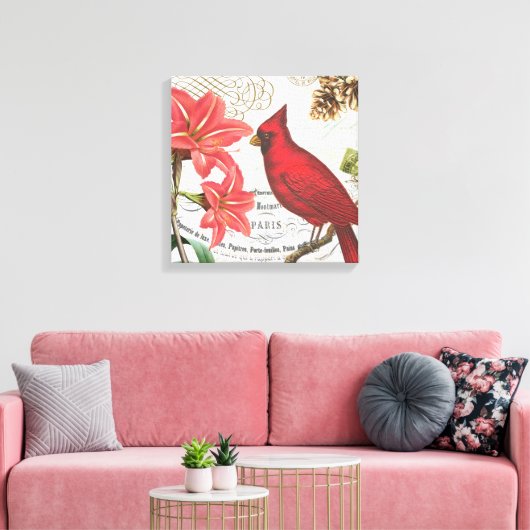 winterkardinaal canvas afdruk (Insitu (Woonkamer))