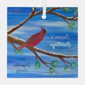 Winterkardinaal Glas Ornament (Achterkant)