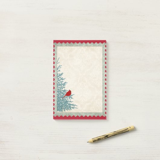 Winterkardinaal in de  damesboom post-it® notes (Op bureau)