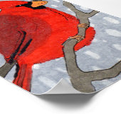 Winterkardinaal in de sneeuwpop poster (Hoek)