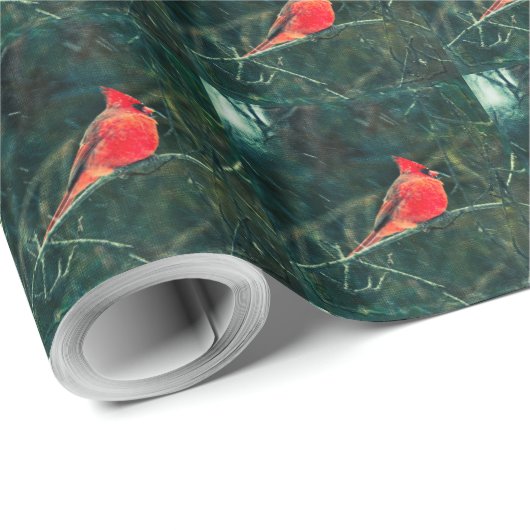Winterkardinaal in Snowstorm - Verbeterd Cadeaupapier (Rol Hoek)