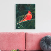 Winterkardinaal in Snowstorm - Verbeterd Canvas Afdruk (Insitu (Woonkamer))