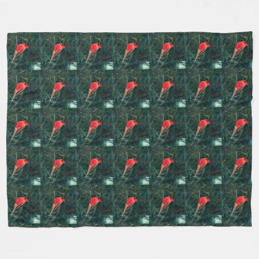 Winterkardinaal in Snowstorm - Verbeterd Fleece Deken (Voorkant (Horizontaal))