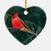 Winterkardinaal in Snowstorm - Verbeterd Keramisch Ornament (Voorkant)