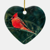 Winterkardinaal in Snowstorm - Verbeterd Keramisch Ornament (Achterkant)